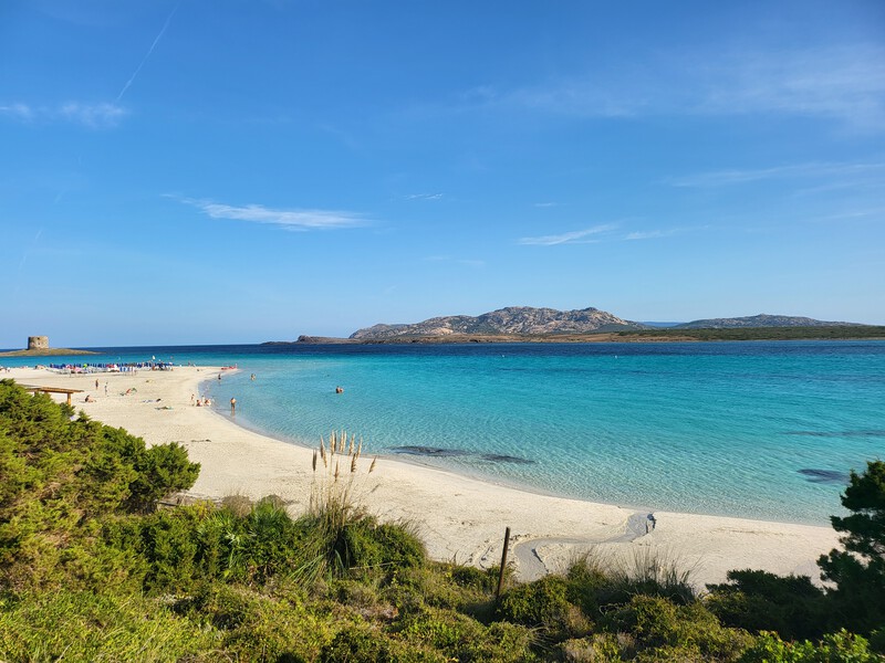 feiner Sandstrand Spiaggia La Pelosa, Sardinien