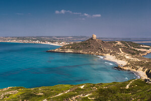 feiner Sandstrand Spiaggia di Capo San Marco, Sardinien